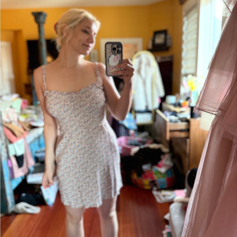 Market & Spruce White Sleeveless Spaghetti Strap Sundress